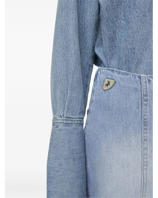 Lois Blue Wilson Logo-Patch Denim Maxi Skirt