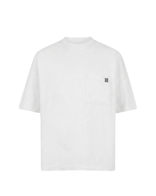 DSquared² White D2 Logo-Print Pocket T-Shirt for men