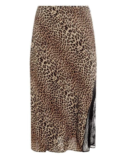Zadig & Voltaire Brown Gerader Spitzenrock Mit Leoparden-Print
