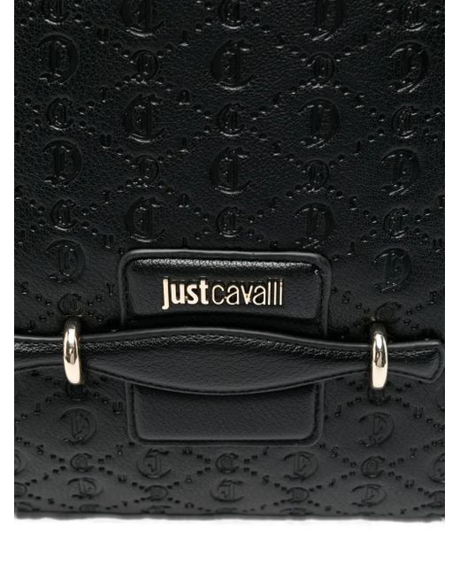 Just Cavalli ロゴエンボス ハンドバッグ Black