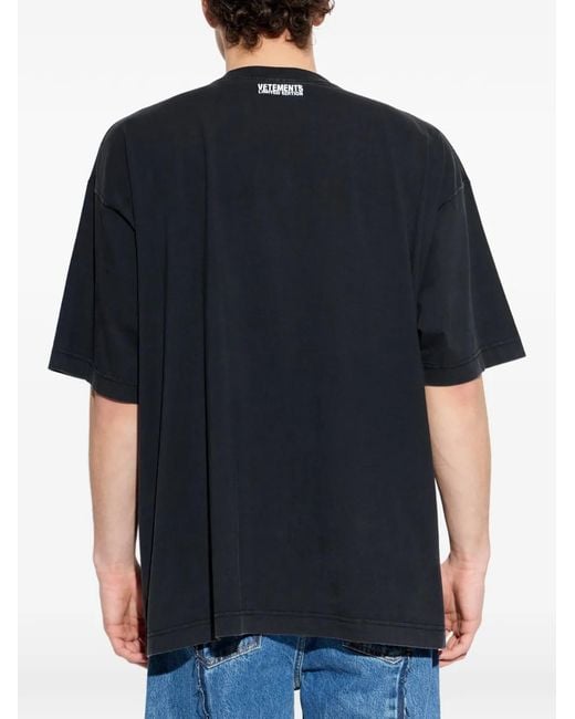Vetements Blue Iconic Logo T-Shirt for men
