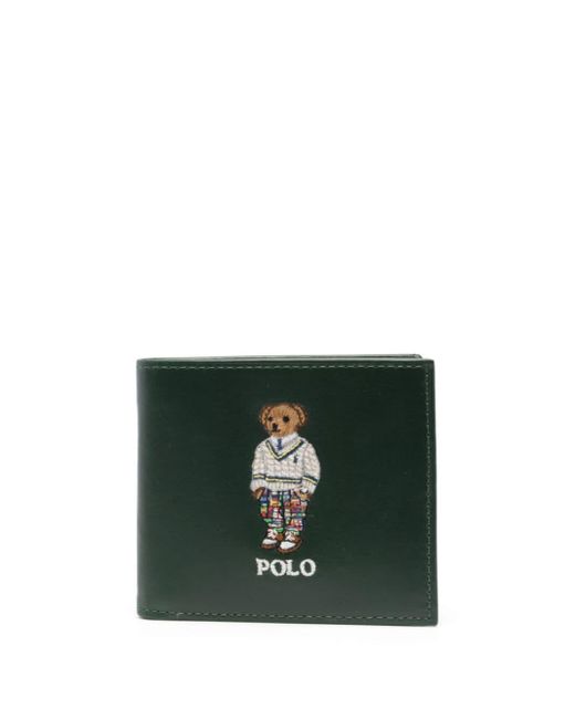 Polo Ralph Lauren Polo Bear Leather Wallet in Green for Men | Lyst