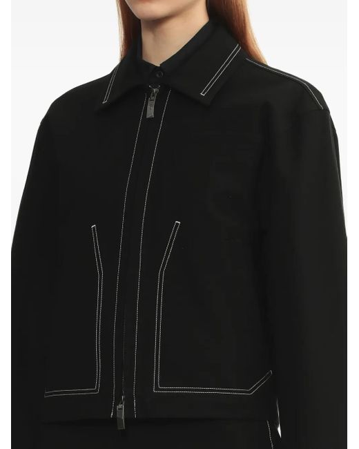 Adererror Black Contrast-Stitch Zip-Up Jacket