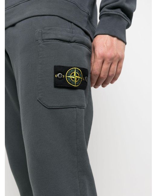 Stone Island Blue Logo-patch Cotton Track Pants for men