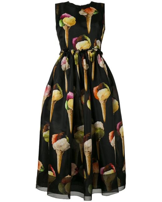 Dolce & Gabbana Black Ice-cream Print Dress