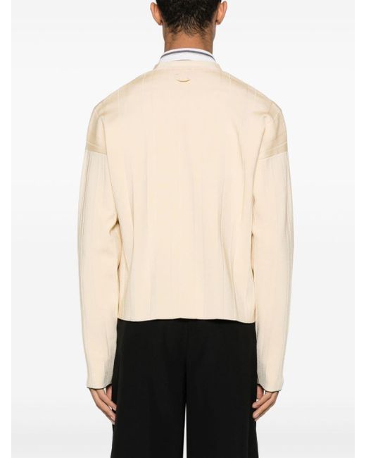 Jacquemus Natural Pleated Ribbed Cardigan for men