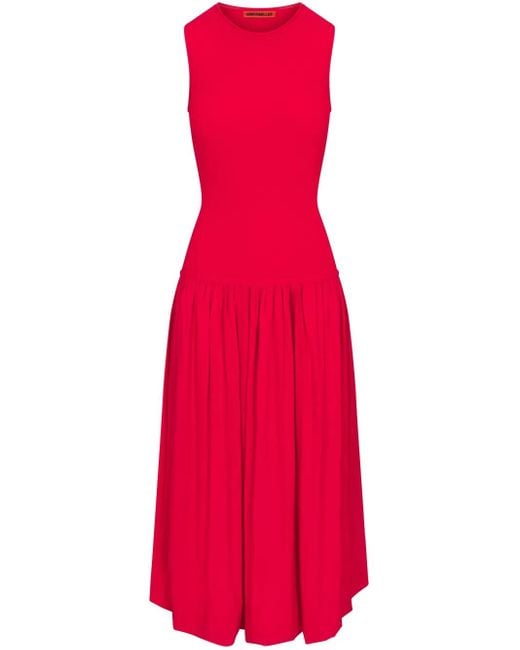 Simon Miller Red Yanez Poplin Midi Dress