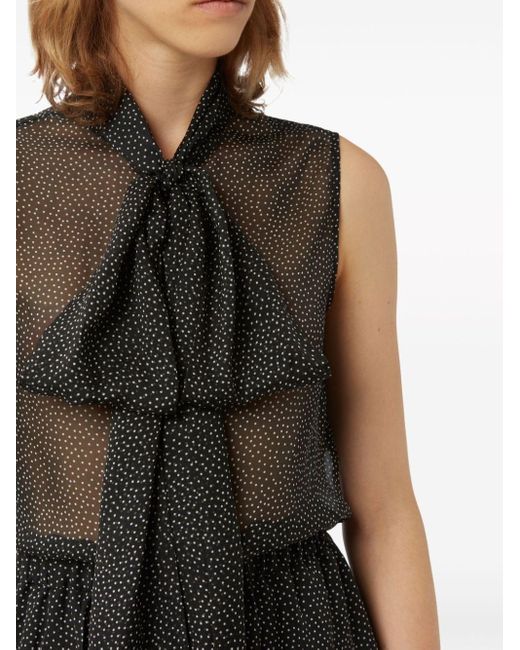 Nina Ricci Black Seidenhemd mit Polka Dots