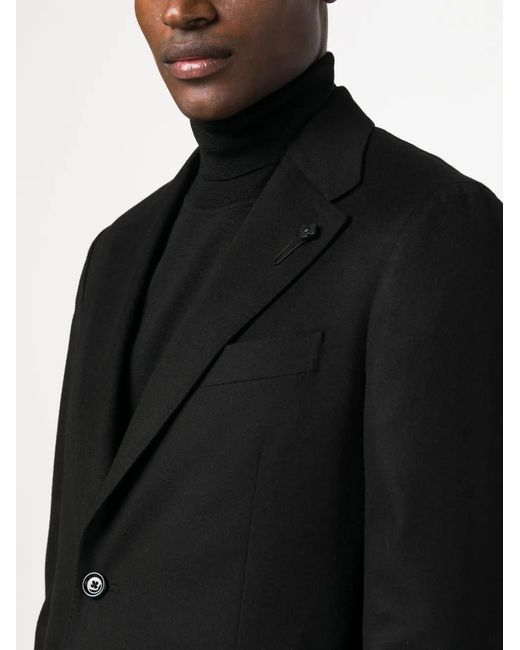 Lardini Black Single-Breasted Wool-Cashmere Blazer for men