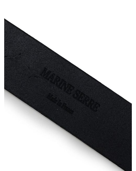 MARINE SERRE Black Ledergürtel mit Logo-Schnalle