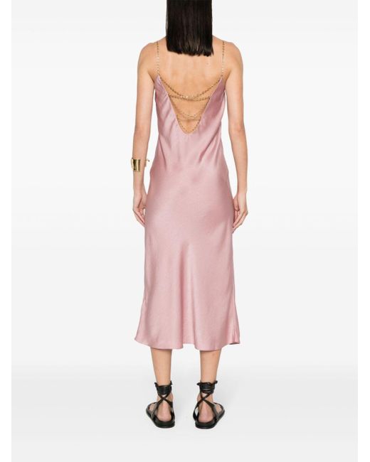 Ba&sh Pink Cleo Satin Midi Dress