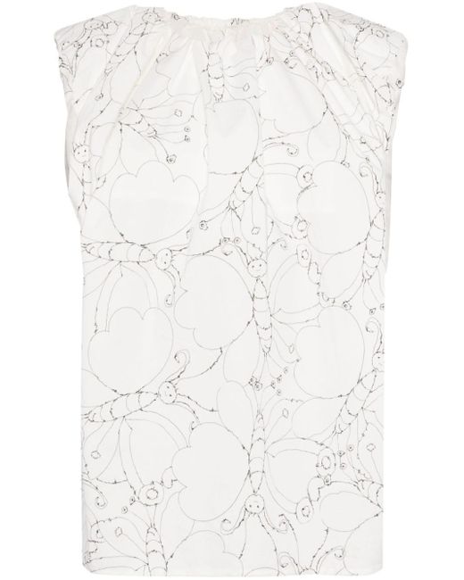JNBY White Butterfly-print Cotton Top