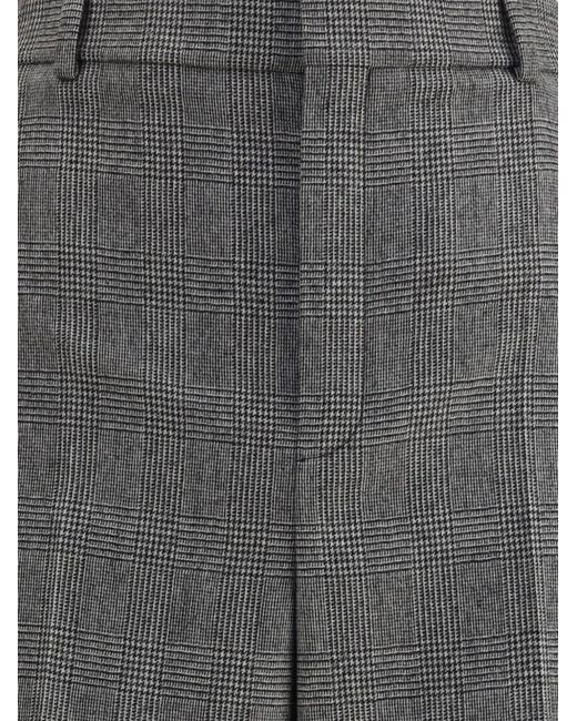 Saint Laurent Gray Check-Pattern Wool Trousers for men