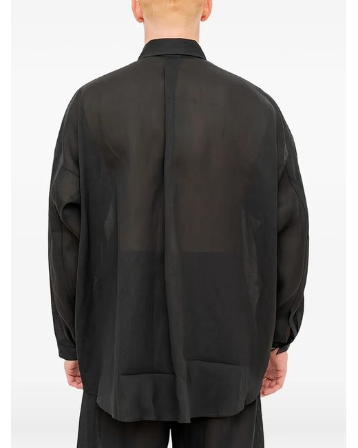 Jan Jan Van Essche Black Sheer Long-Sleeve Shirt for men