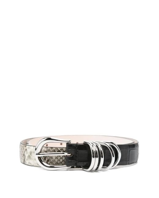 DEHANCHE White Hollyhock Snakeskin-Effect Croc-Effect Belt