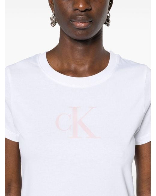 Calvin Klein White Logo-print Cotton T-shirt