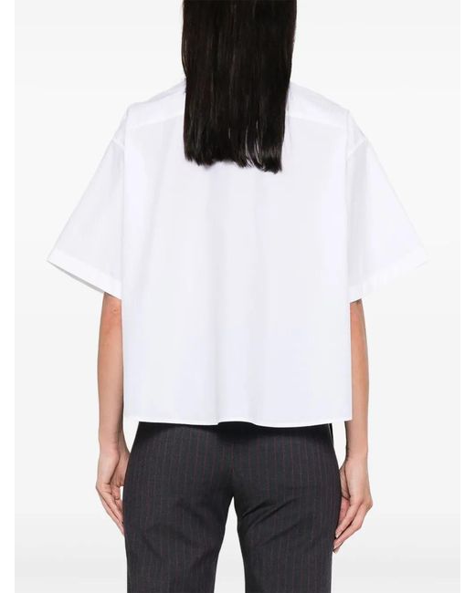 KENZO White Logo-Patch Cotton Shirt