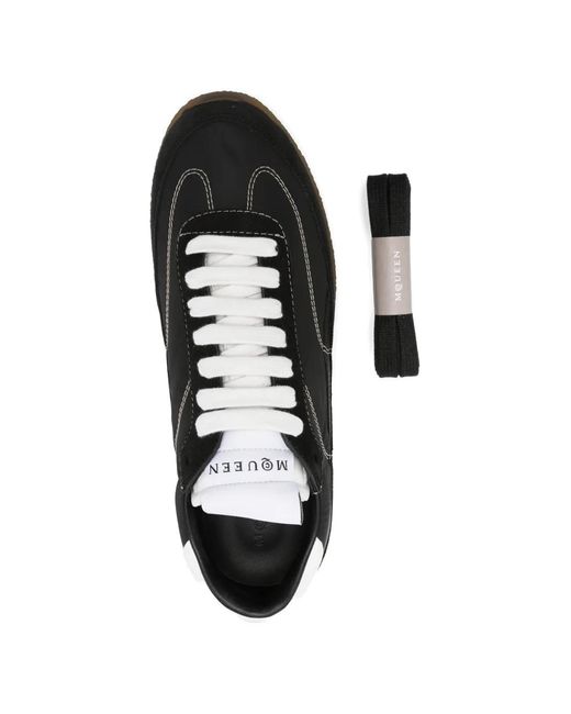 McQueen Black Ec1 Panelled Top-Stitched Sneakers