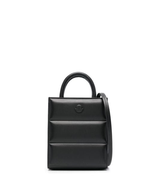Moncler Black Mini Doudoune Leather Tote Bag - Women's - Calf Leather/polyester