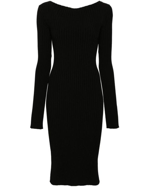 Stella McCartney Black Lace-up Ribbed-knit Dress