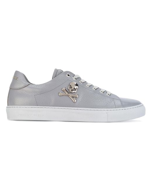 Philipp Plein Gray Skull And Crossbones Sneakers for men