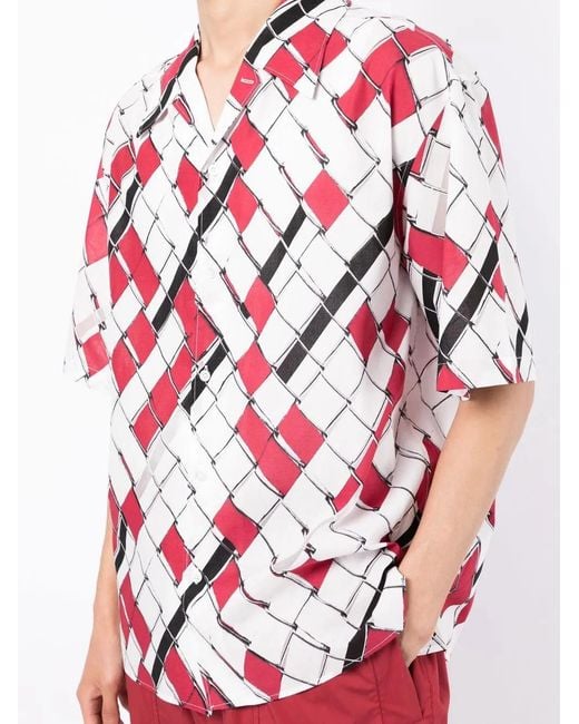 3.1 Phillip Lim Red Woven-Print Short-Sleeved Shirt for men