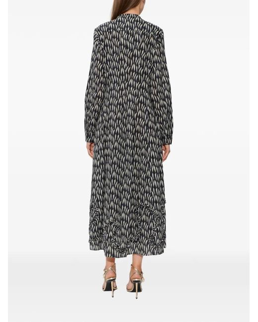 Ulla Johnson Gray Laurentine Ruffled Print Midi Dress