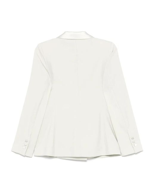 D.exterior White Double-Breasted Blazer