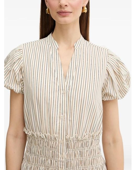 Fracomina Natural Striped Short-Sleeve Mini Dress