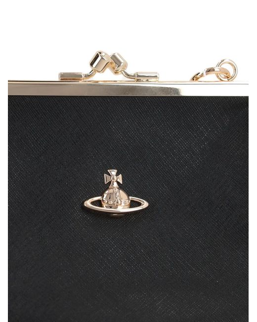 Vivienne Westwood Black Granny Orb-Detail Shoulder Bag