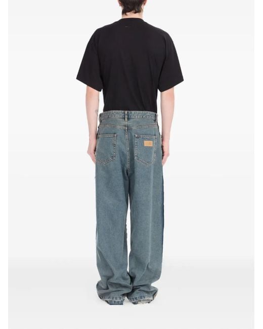 MM6 by Maison Margiela Blue Relaxed Fit Distressed Wide-Leg Jeans for men