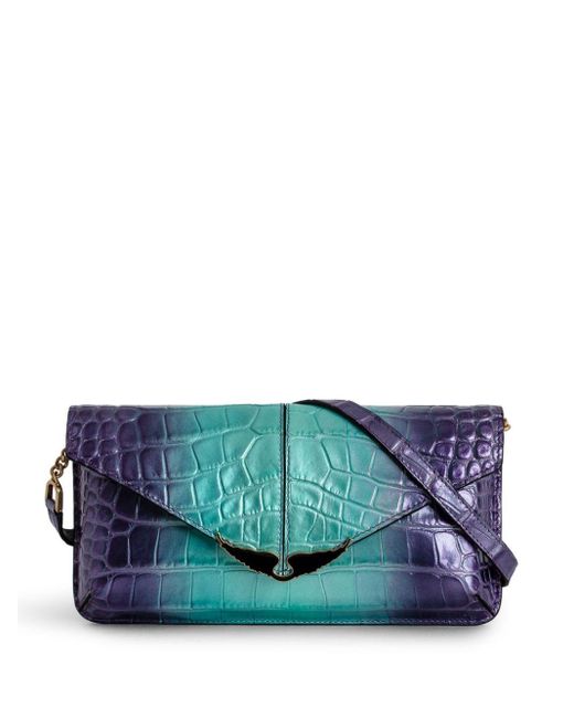 Zadig & Voltaire Blue Borderline Crocodile-embossed Clutch Bag