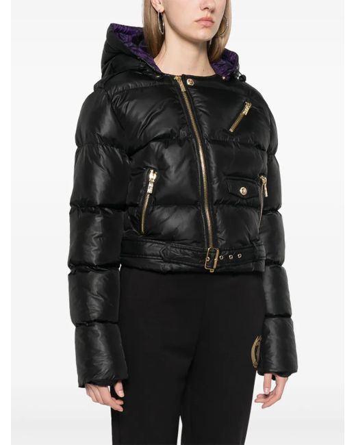 Just Cavalli Black Biker Puffer Jacket