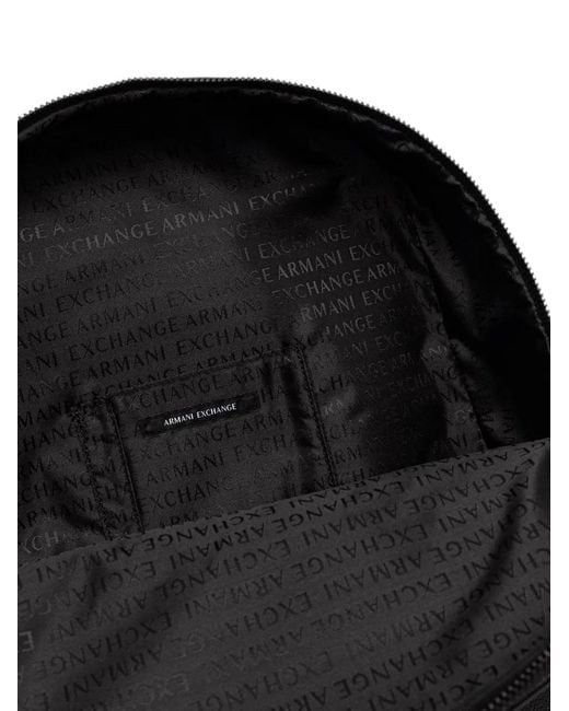 ARMANI EXCHANGE Black Logo-Print Pebbled Backpack for men