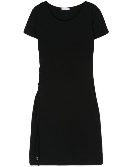 Patrizia Pepe Black Lace-up Ribbed Mini Dress