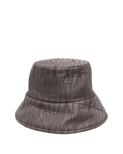 Moncler Brown Logo-Patch Quilted Bucket Hat