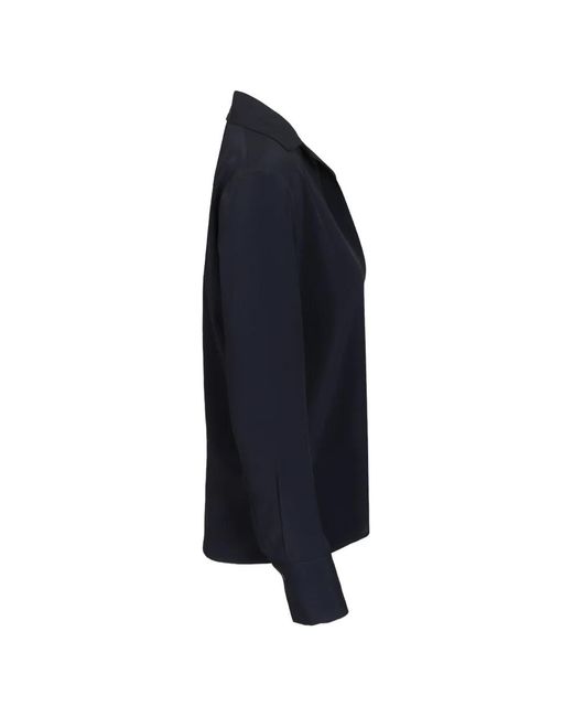 Al Duca D'aosta Blue V-Neck Silk Blouse