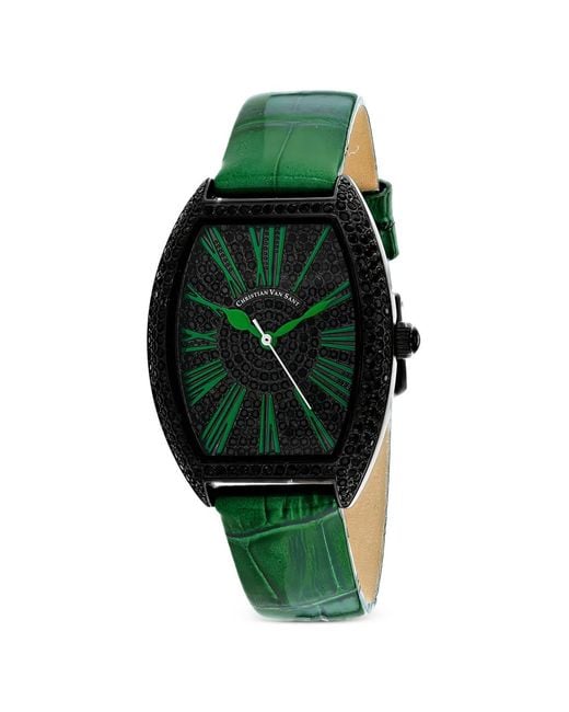 Christian Van Sant Green Chic Tonneau-Shaped 36Mm Watch