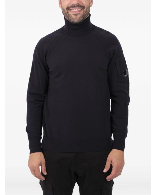 C P Company Blue Roll-Neck Pocket Sweater for men