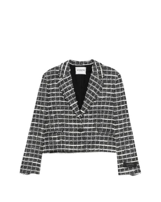 Iceberg Black Check Woven Jacket