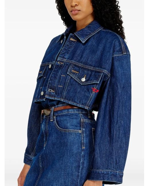 DIESEL Blue Cropped Oversized Denim Trucker Jacket