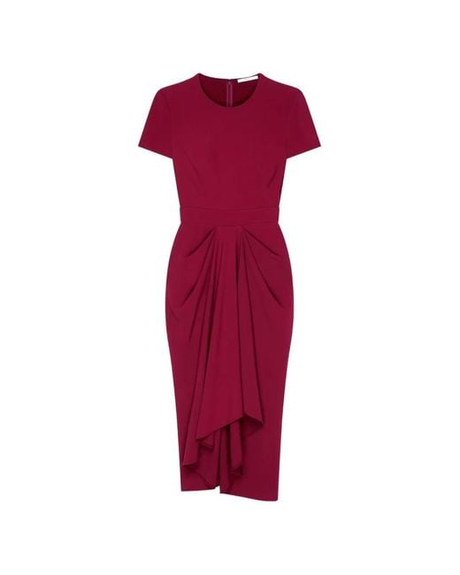 Givenchy Red Wrap-Front Short-Sleeve Midi Dress