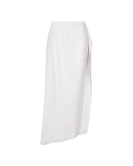 Issey Miyake White Shadow Study Pleated Maxi Skirt