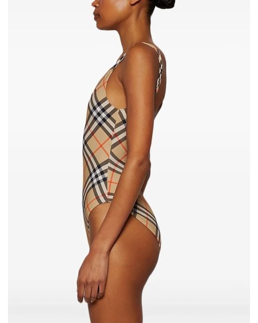Burberry Natural Badeanzug Mit Karomuster