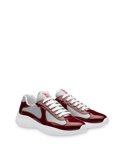Prada Red America's Cup Panelled Sneakers for men