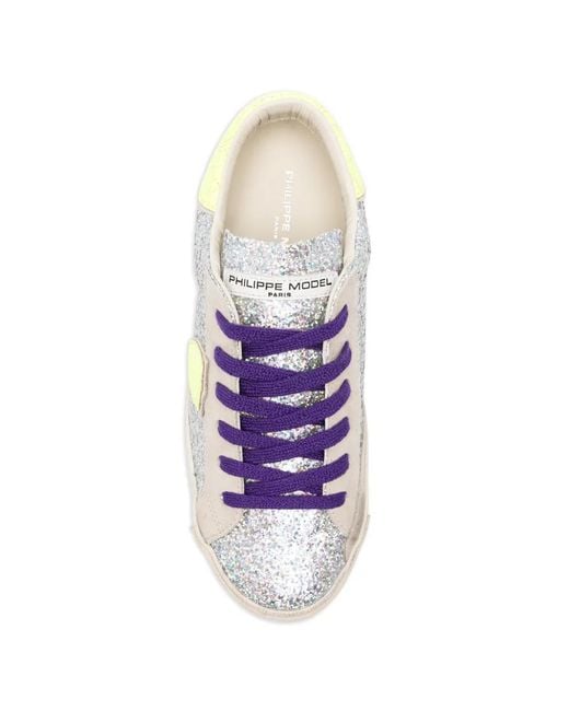 Philippe Model White Prsx Glitter Sneakers