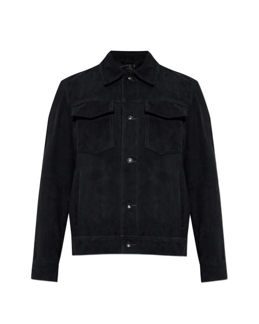 Rag & Bone Blue Button-Fastening Suede Jacket for men