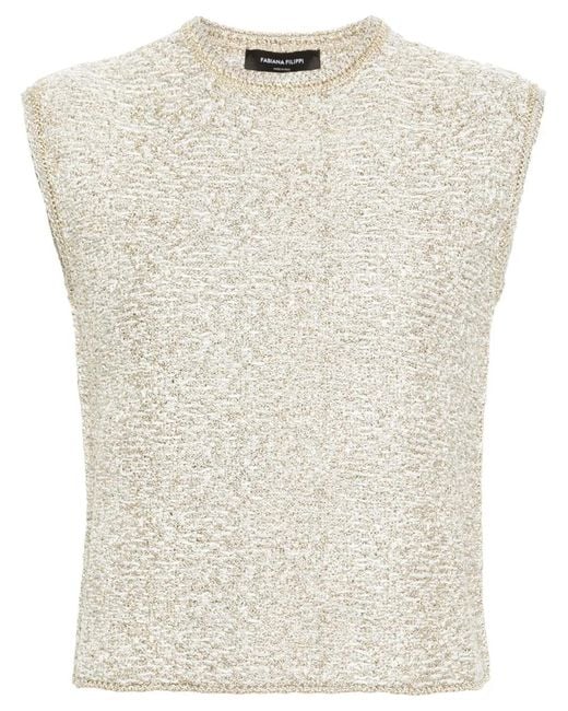 Fabiana Filippi Natural Lurex-Detail Bouclé Top
