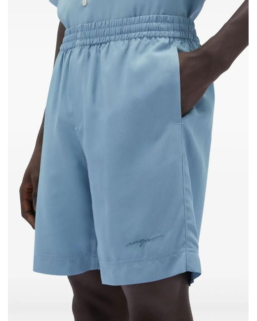 MSGM Blue Logo-Embroidered Shorts for men