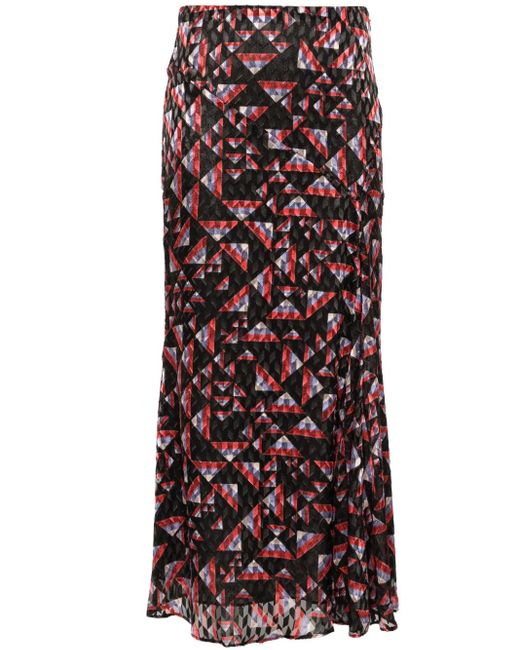 Isabel Marant Black Katae Geometric-Print Midi Skirt